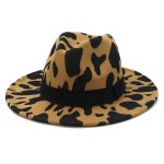 High Quality Bulk Sale Custom Wide Brim Leopard Felt Fedora Hat Cheetah Print - Image 28