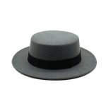 Wholesale  Flat Top Fedora Hat,  Ladies Felt Wide Brim Unisex Fedora Hats - Image 3