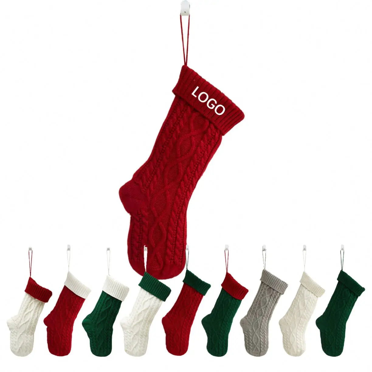 H38654c09d0e6448f9f1379d528950da9X Shiny Thick Velvet Xmas 18" Large Size Red Christmas Stockings for Embroidery - Image 1