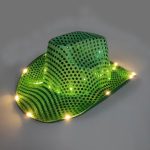 LT-47 Cheap Shipping Custom Promotional Fiber Light up Sequin Jazz Cowboy Cap Hat  for Women Men Adult Led - Image 7