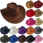 Factory  Unisex Vintage PU Leather Mexican Cowboy Party Hat and Stylish Parties Sunscreen Sun Hathat Western Cowboy Hat