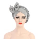 African New Pearl Design Bow Knot Turban Striped Turbans With Beaded for Wedding Party - Image 12