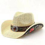New Arrive Retro Hardtop Western Travel Panama Big Cowboy  Brim Hat with Floral Embroidery Hat for Unisex Beach Outdoor Sunshade - Image 6