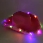 LED Cowboy Hats Blinking Pink Feather Cowboy Hat with Light up - Image 13