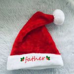Oem Logo Christmas Hats Thick Thermal Custom Size Soft Plush Gold Promotional Santa Hat for Adults