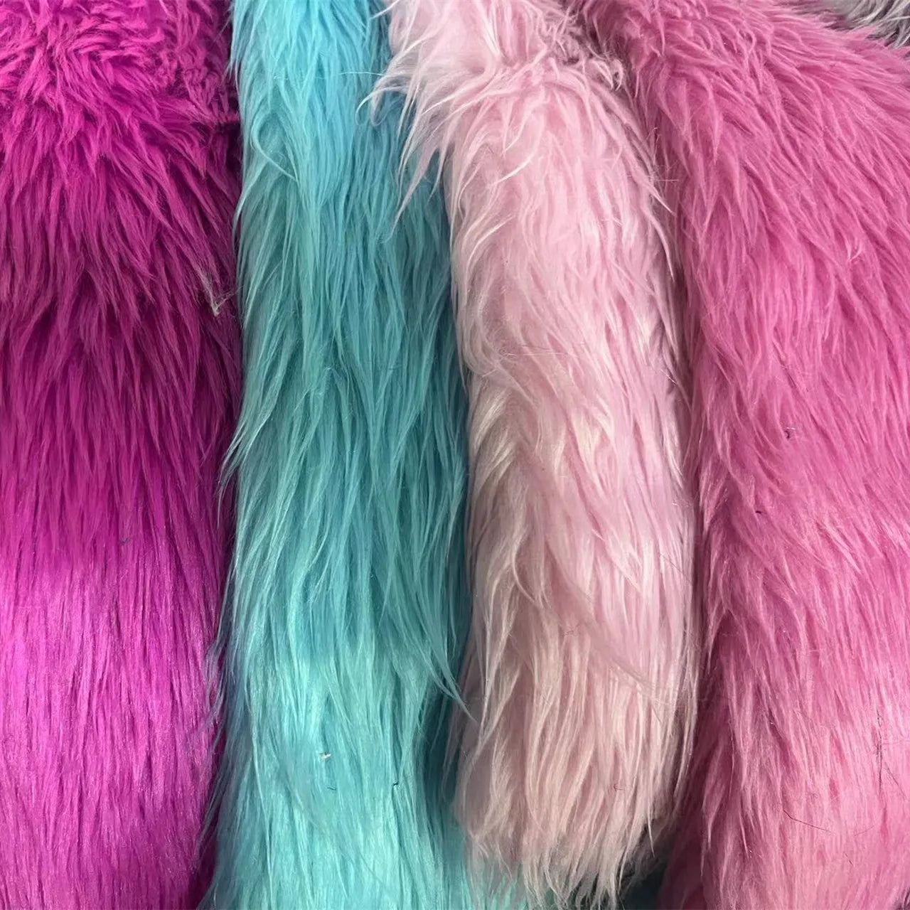 H3e284398228c46b1af71993fb8c46797m Colorful Solid Curly Rolled Long Pile Textured Fleece Faux Fur Luxury Shag Fabric in Stock Sale by Roll Low Price - Image 1