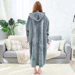 Winter Warm Sweatshirt Long Sleep Rope Homewear Adults Thick Flannel Hoodie Oversized Weighted Wearable Blanket - Image 4