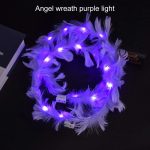 Wreath Ladies Girls Angel Hen Night Fancy Dress Party Glow Headband Festival Decorations LED White Feather Head Garland Hairban - Image 10