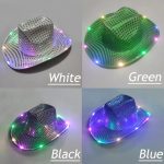 CEN-005 Sequin Light up Led Cowboy Hat Glow Club Party Hats for Bar Costume - Image 6