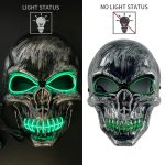 Wholesale Skull Full Face Mask Halloween Cosplay Horror Luminous LED Mask 10 Single Color for Choice Party Glow Mask - Image 9