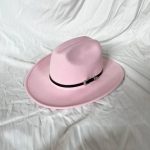 CEN-063  Large Brim Leather Belt Metal Buckle Classic Plain Winter Western Hat for Men Women 100% Felt Polyester Cowboy Hats - Image 9