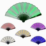 Stock Colorful 13ins Led Hand Fan Folding Light up Bamboo Decorative Rave Fan for Party - Image 2