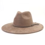 Wholesale High Quality Pink Wide Brim Women Hats Vegan Suede Fedora Hat Formal Dress Cap - Image 39