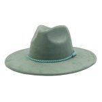 Wholesale High Quality Pink Wide Brim Women Hats Vegan Suede Fedora Hat Formal Dress Cap - Image 43