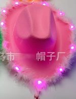 LED Cowboy Hats Blinking Pink Feather Cowboy Hat with Light up - Image 12