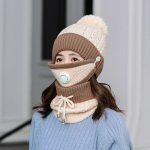 Fashion Outdoor Activities Women 3 in 1 Winter Hat New  Warm Fleece Lined Beanie Hat with Scarf and Mask Set - Image 9
