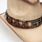Distressed Ombre Brown Paper Cowboy Hat with Longhorn Bull Concho Rivet Vintage Western Cowgirl Design Daily Party - Image 6