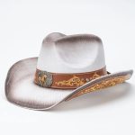Brown Woven Straw Cowboy Hat Gold Scroll Floral Embroidery Horse Concho Paper Band Western Cowgirl Daily Party - Image 7