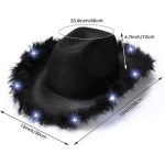 LED Cowboy Hats Blinking Pink Feather Cowboy Hat with Light up