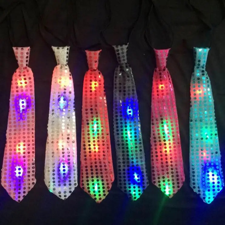 H4c364daae0af415f969dd37d43829f098 LL-9843 Led Colorful Glitter Sequin Unisex Luminous Bow Tie for Bar Night Halloween Party - Image 1