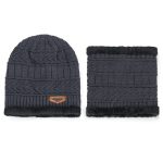 2024 Unisex Fashion Fleece Lining Winter Warm Men Knitting Beanie Hat and Scarf Set Wholesale - Image 8