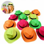 Gangster Fedora Dress Neon  Hats for Glow Halloween Women Girls Costume 70'S Style Dressing up Party - Image 5