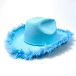 Faux Feather Brim Pink Cowboy Hat Western Cowboy Felt Cowgirl Hat for Halloween Christmas Party Cosplay Costume for Hot Girl - Image 8