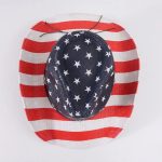 Fashion High Quality Paper Straw Wholesale Wide Shapable Brim Cowboy Hat Usa Flag Stipple Printed Adult Sun Hats - Image 2