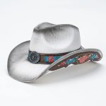 Ombre Red Black Straw Cowboy Hat Floral Embroidery Leather Band Longhorn Concho Western Cowgirl Daily Party Outdoor Fishing - Image 7