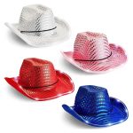 LT-47 Cheap Shipping Custom Promotional Fiber Light up Sequin Jazz Cowboy Cap Hat  for Women Men Adult Led - Image 2