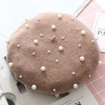 Autumn Winter Wholesale Fashion Pearl Beret Women Pearls Black Beret Cap Cashmere Beret Hat for Women - Image 8