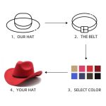 Custom Hot Sale New Fashion High Quality With Belt Hat Vintage Multi Colors Felt Cowboy Hats Women Man - Image 2