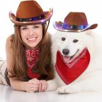 LU-0304  Lights Mini Pet Cute Dogs  Pet  Accessories Costume  Bandana for Party Light up Adjustable Dog Cowboy Hat
