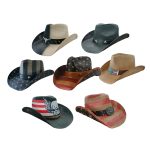 Classics America Flag Painting Straw Hats for Women and Men Summer Casual Scrawl Style Wide Brim Cowboy Straw Hats Leather Bands