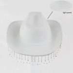 New Bridal Party Rhinestone Tassel Western Cowboy Hat White Diamond Festive Wedding Hat for Women - Image 13
