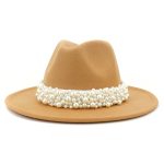 Solid Color Fedora Wool Felt Hat With Pearl for Women Mndjs237 - Image 17