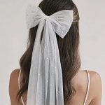 White Bride Back Head Veil Pearl Mesh Children Short Party Decorative Hair Accessory Simple  Wedding Registration