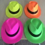 CJ-205 Party Hats Neon Color Plastic Gangster Style Fedora Concerts Music Party  Hats Supplies - Image 6