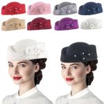 Retro Fashion Flight Attendant Women's Felt  British Applique Beret Fake Wool Hat Flight Attendant Hat Etiquette Hat