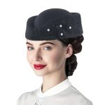 Retro Fashion Flight Attendant Women's Felt  British Applique Beret Fake Wool Hat Flight Attendant Hat Etiquette Hat - Image 7