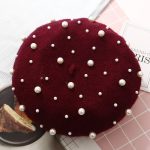 Autumn Winter Wholesale Fashion Pearl Beret Women Pearls Black Beret Cap Cashmere Beret Hat for Women - Image 13
