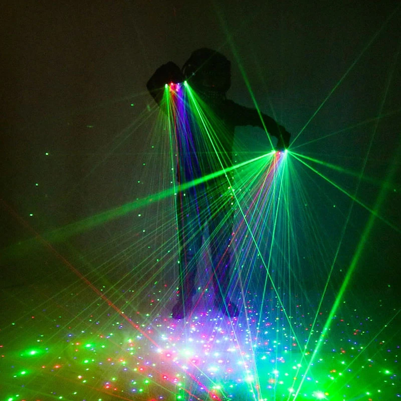 Laser Gloves with Multi-Line 4 Heads Beam Light for DJ Disco Halloween Christmas Party Nightclub Singer Graduation Ceremonies