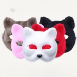 LU-1999 DIY Little Fox  Masquerade Animal  Mask Cross Border White Pure Color Wool Material Bear Masks