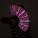 Stock Colorful 13ins Led Hand Fan Folding Light up Bamboo Decorative Rave Fan for Party - Image 9