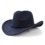 CEN-103 Size Wool Women's Men's Western Cowboy Hat for Gentleman Lady Jazz Cowgirl With Leather Cloche Black - Image 9