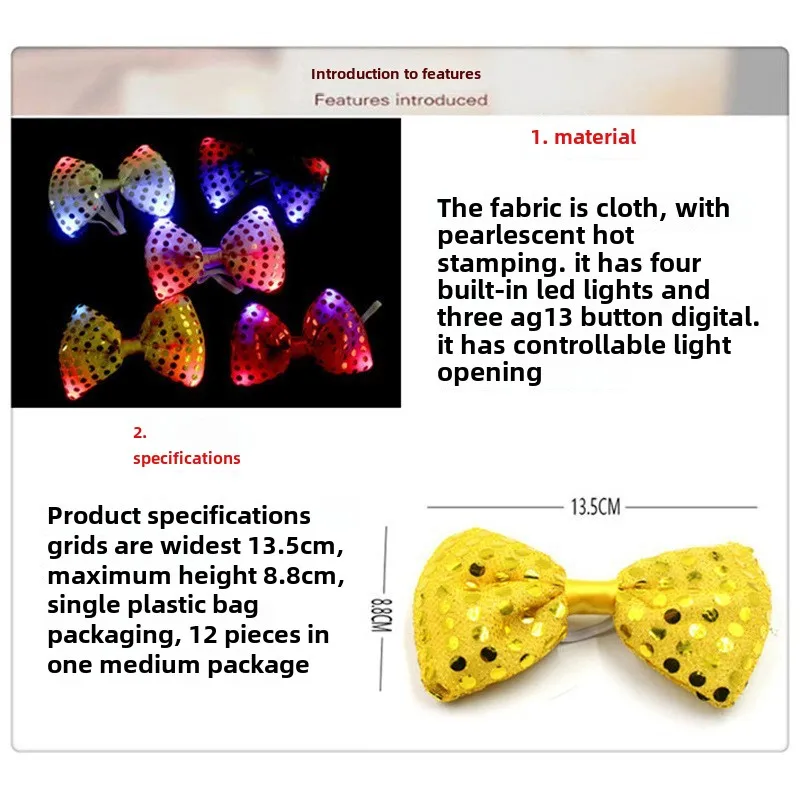Stylish LED Tie and Bowtie for Nightclub Bar Disco Atmosphere-Creative Luminous Novelty for Parties