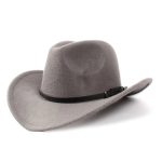 CEN-103 Size Wool Women's Men's Western Cowboy Hat for Gentleman Lady Jazz Cowgirl With Leather Cloche Black - Image 7