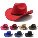 Custom Hot Sale New Fashion High Quality With Belt Hat Vintage Multi Colors Felt Cowboy Hats Women Man