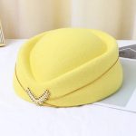 Woolen Stewardess Hat Vintage Ladies Beret Temperament Solid Color Women Caps for Dinner Stage Performance - Image 9