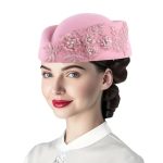 Retro Fashion Flight Attendant Women's Felt  British Applique Beret Fake Wool Hat Flight Attendant Hat Etiquette Hat - Image 3